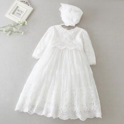 Gorgeous Baby Girls Christening Baptism Dress + Bonnet