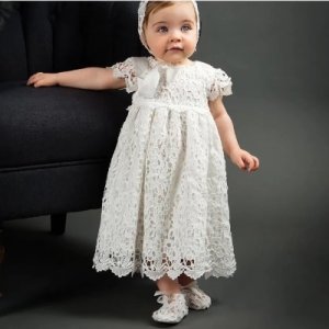 Gorgeous Baby Girls Christening Baptism Dress + Bonnet