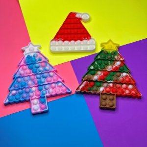 Christmas Tree/Santa Hat Push Pop It Fidget Bubble Toy Kids