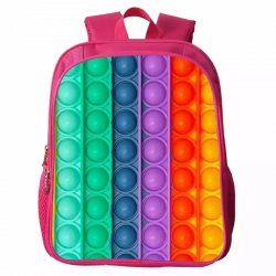 Rainbow Fidget Backpack Kids Pink Storage Bag Dual Compartment