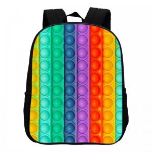 Rainbow Fidget Backpack Kids Black Storage Bag
