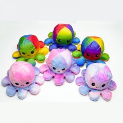 Reversible Mood Octopus Plush Toy (Tie-Dye or Rainbow Colours)