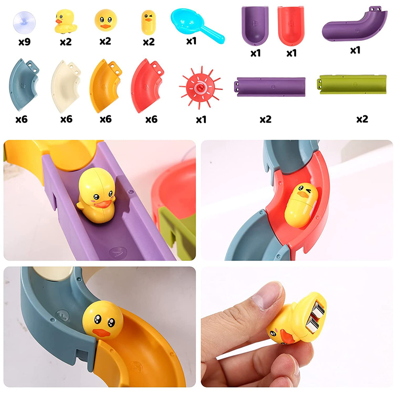 48 Piece Bath Shower Water Track Slide Toy with Mini Toys - Click Image to Close